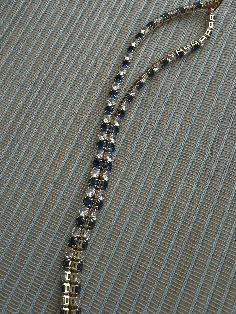 Alternating  Blue and Clear Tennis Necklace (4mm stones)